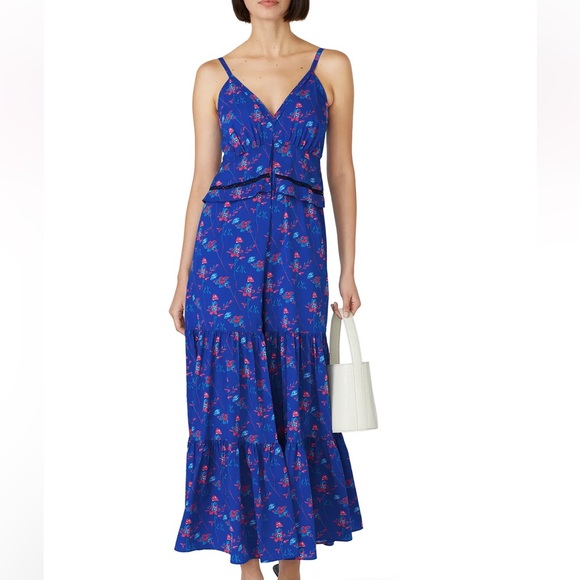 Thakoon Pants - Thakoon Blue Floral Wide Leg Jumpsuit Sz 4